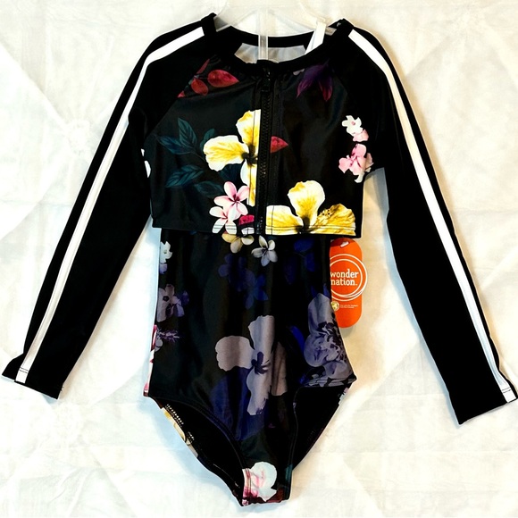 NWT Girls One Piece Swimsuit w/ Matching Jacket- Sz 4/5 - Picture 2 of 10